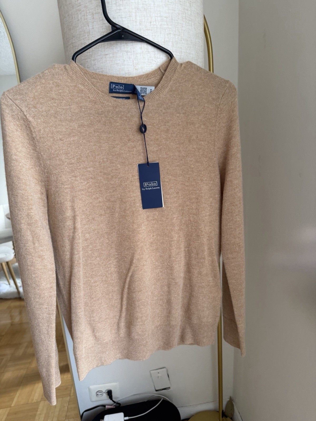 Polo Ralph Lauren Cashmere Tight-Knit Camel Crew Neck Sweater Women Size S