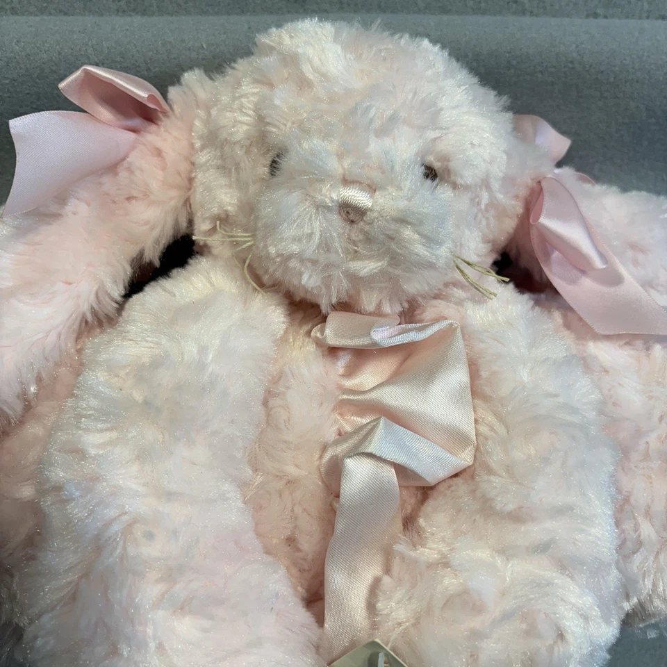 Bearington Baby Pink Bunny Cochecito Manta Peluche Animal 28.5” Lovey Nuevo con Etiquetas Foto 3 de 4