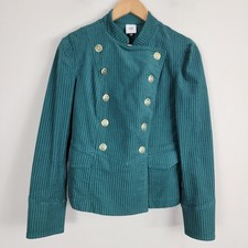 Cabi Blazer Jacket Women Size S Green Double Breasted Military Style Long Sleeve
