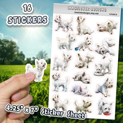 West Highland White Terrier Dog Stickers, Scrapbooks, Planners, Glossy, Matte
