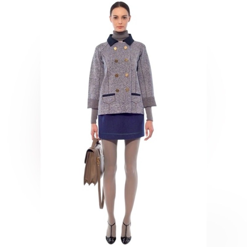 Z Spoke Zac Posen Skirt Virgin Wool Blend Pencil Skirt Blue Gray Size 8