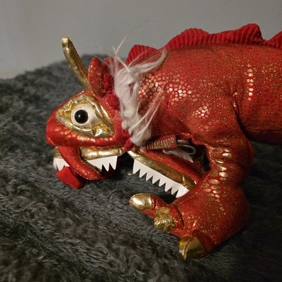 Folkmanis Chinese Dragon Hand Puppet 20 inch Red Gold Plush