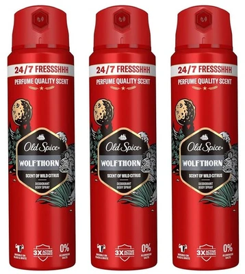 Old Spice WOLFTHORN Deospray Deodorant Bodyspray Deo in Parfumqualität 3x 150ml