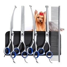 Straight Curved Thinning Shear 5PCS Professional Pet Dog Grooming Scissors Set