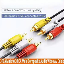 SatelliteSale AV Male to Male 3 RCA Audio Video Composite Cable Black 3to9 ft