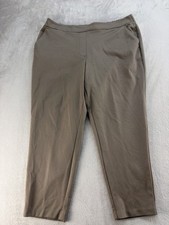 Nine West Pants Womens XL Brown Crop Elastic Waist Pullover On Dress Pants