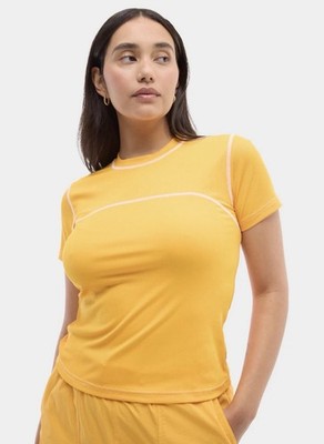 Halfdays Mollie T-Shirt NWT size XL in Zinnia Orange Ribbed Performance Trail
