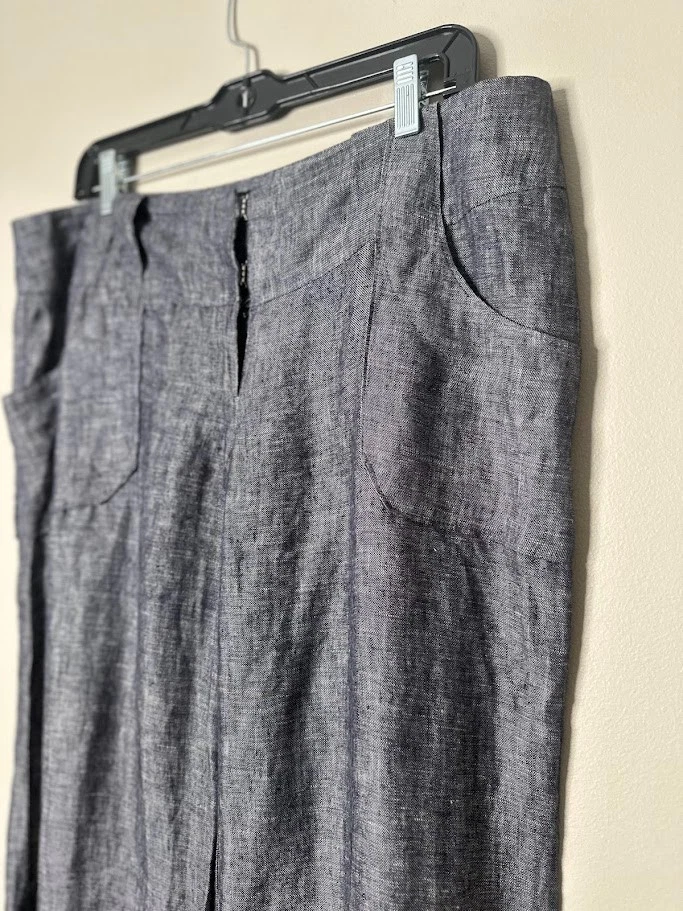 Pantalones grandes Twenty One para mujer LINO azul pierna ancha costero sostenible Lagenlook Foto 3 de 4