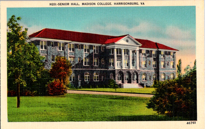 #ad Vintage Postcard Harrisonburg Virginia Senior Hall Madison College Campus $5.80
