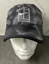 NIKE Dri-Fit Featherlight Tennis Court Strapback Hat Cap Gray Black