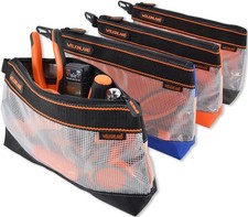 Clear Tool Pouch Set of 4 - 13" Zipper Tool Bags, Organizer for Small Tools
