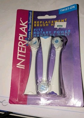 NEW 3 pak Interplak -Conair Replacement Tooth Brush Heads Twist On model RTBRP1