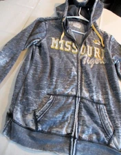 Missouri Tigers J America Hoodie Sweatshirt Zip Up Women Sz: L BLING