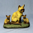 Enesco Porcelain Siamese Cat Figurine Adult Cat with Kittens on Base — photo 1