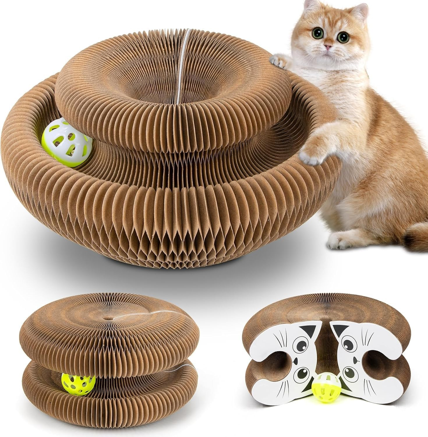 EXTFANS Tiragraffi per Gatti Interattiva Con Palla Giocattolo, Cuccia per Gatti