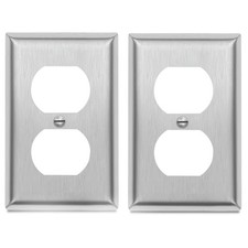 1-Gang Duplex Receptacle Decorator Metal Wall Plate - Stainless Steel Switch ...