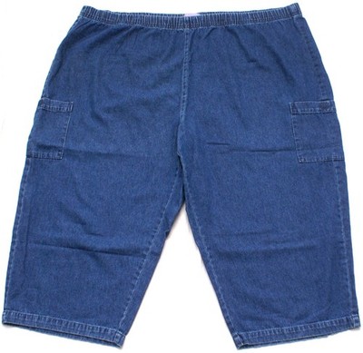 Laura Scott Womens 3X Pull On Capri Cargo Jeans, Elastic Waist Denim Pants