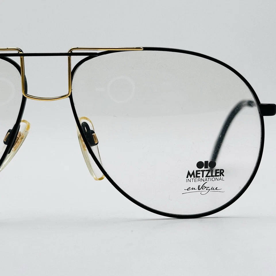 Gafas Metzler para hombre y mujer ovaladas piloto negras doradas vintage 80S 0878 NUEVAS Foto 2 de 4