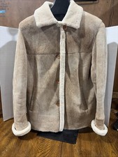 Blue Duck S Tan Shearling Coat Button Front Sheepskin Leather USA Made