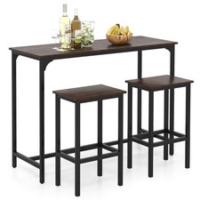 3 PCS Counter Height Table Set w/ Footrests Rectangular Pub Table  Chairs