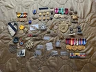 Vintage Military Insignia Junk Drawer Lot WW2 Vietnam - USMC Army Navy - Medals