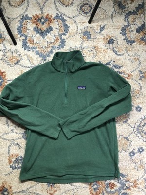 Patagonia Synchilla Sweatshirt Mens Large Green Fleece 1/4 Zip Pullover Logo