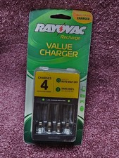 Rayovac Recharge Value Charger AA AAA 4-Bay NiMH LED Auto Shut Off Battery New
