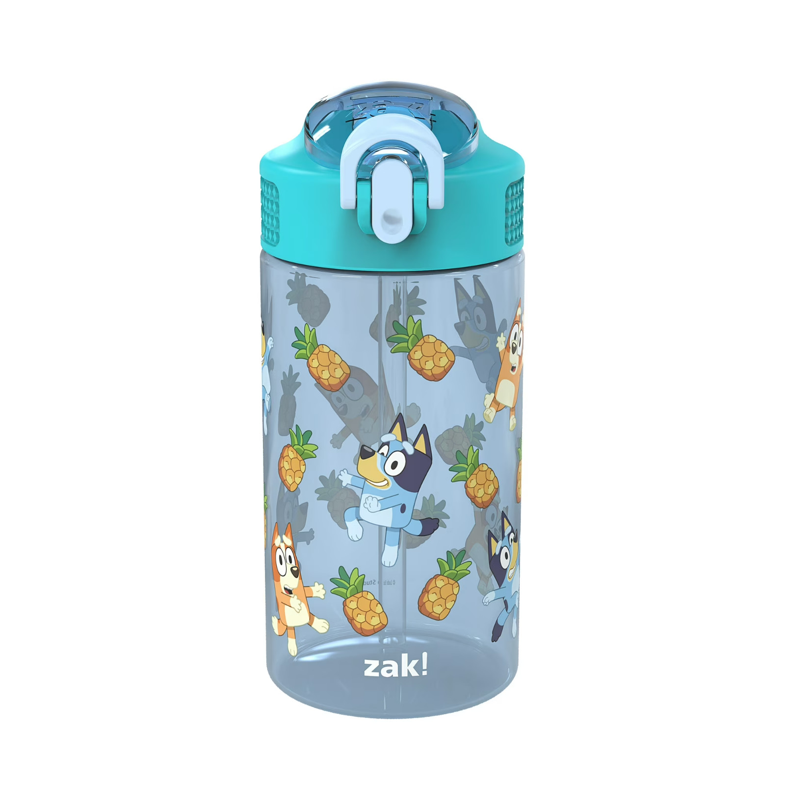 Zak Designs 16oz Bluey Kids Straw Water Bottle, Durable Plas