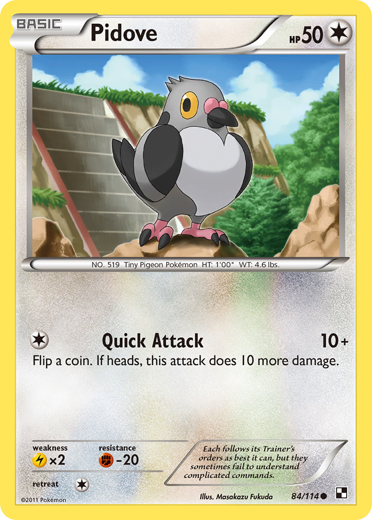 PIDOVE 84/114 COMMON BLACK & WHITE POKEMON HP