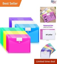 24 Pack Assorted Color Clear File Folders - Waterproof A4 Document Organizers