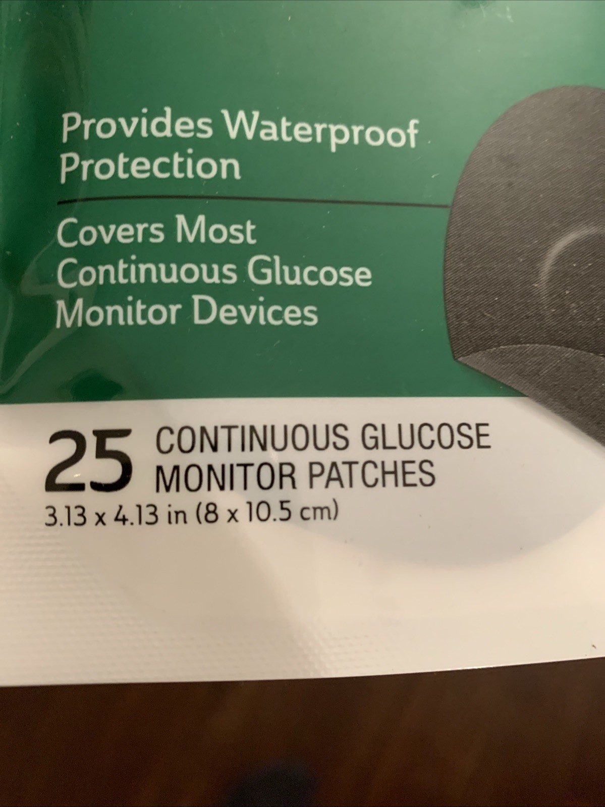 CURAD CGM Glucose Patches 25 Count| Black Waterproof & Easy-Peel | 3.13" x 4.13"