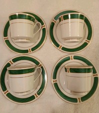 Vtg Majesty Malachite Sango Cups  Saucers Set Of 4  8420 Bone China Gold Trim