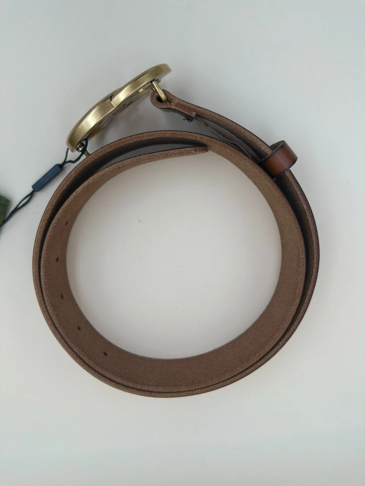 Gucci Leather Belt Brown Gold Double G Buckle - Image 3 of 4