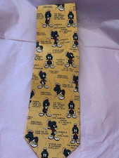 Warner Bros Marvin the Martian Men's Silk Gold Tie Looney Tunes EUC