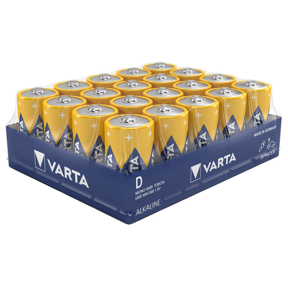Varta Industrial Pro D LR20 4020 1.5V Alkaline Batteries x 20 *Bulk Packed*