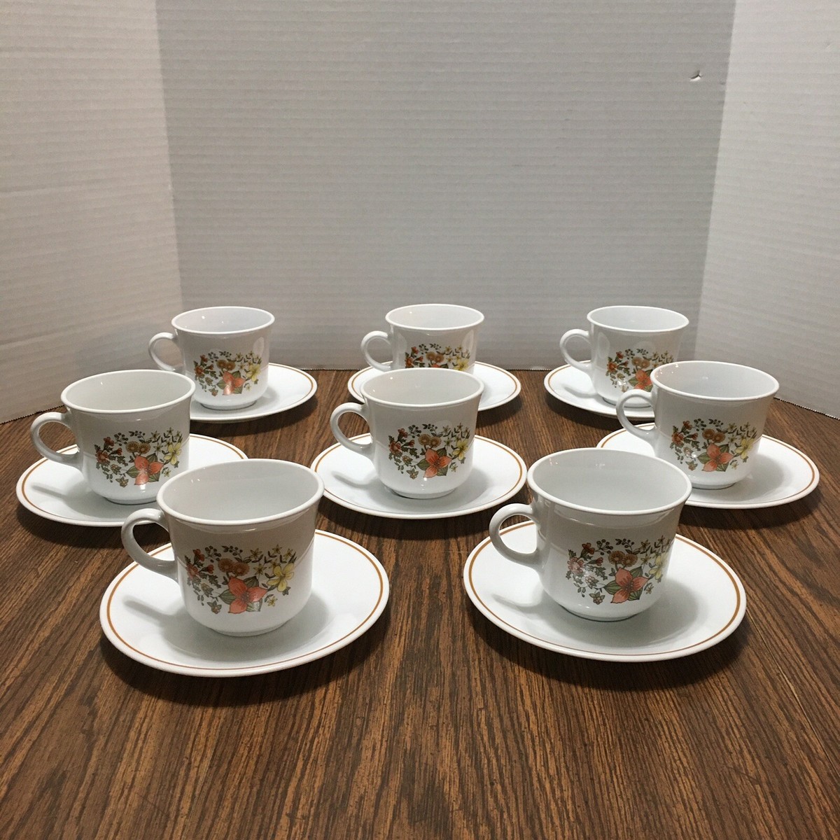 16 Pc Lot Corelle Indian Summer Coffee/Tea Cups Saucers