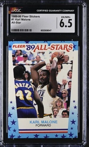 NBA 1989-90 Fleer - All-Stars Stickers Karl Malone #1 - CGC 6.5
