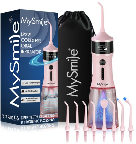 MySmile LP221 Cordless Oral Irrigator Water Flosser with UVC Sterilizable Pink - 第 1/10 張圖片