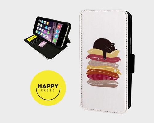 LAZY POSH CAT ENTITLED - Faux Leather Flip Phone Case Cover - iPhone/Samsung - 第 1/5 張圖片