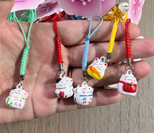 lot lucky cute cat Jingle Bells DIY Crafts Cartoon Lanyard Accessories key Chain