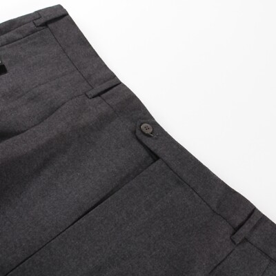 Zilli NWT Pleated Dress Pants Size 60 42/44 US Solid Dark Gray Flannel Wool