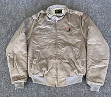 Swingster VTG Cafe Racer Jacket Gray Corduroy Zip Front Quilt Lined Bridgestone