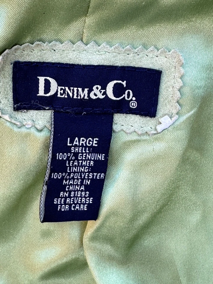 Vintage Denim & Co. Women's Green Leather Blazer Jacket Size L. - Image 3 of 4