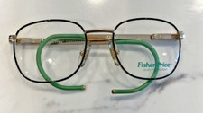 Vintage Kids Fisher Price Eyewear Metal oval Gold Green Metal spring hinge
