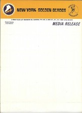 WHA New York Golden Blades Defunct Hockey Media Release Letterhead  VG