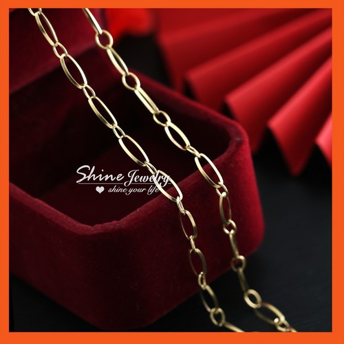 9K GOLD GF PLAIN OVAL RING LINK CHAIN GIRLS KIDS NECKLACE for Charm Pendant 38cm - Bild 2 von 6