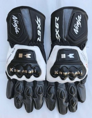 Kawasaki Ninja Motorcycle Motorbike Motogp Racing Leather black Gloves