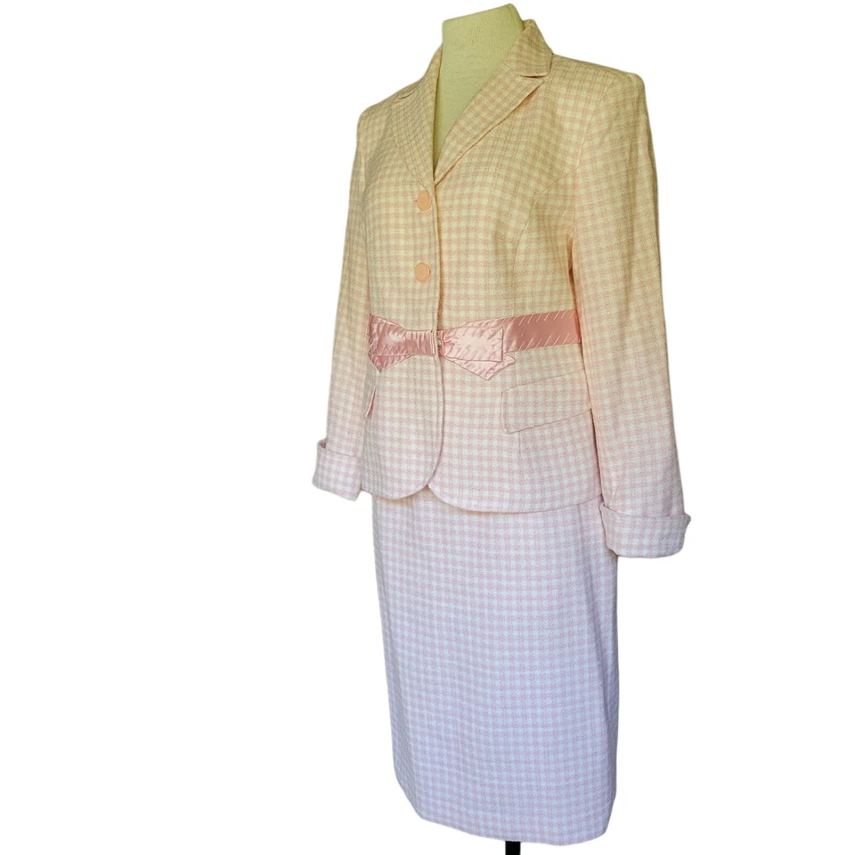 Conjunto Blazer Chaqueta Falda Apostrophe Talla 10 Para Mujer Rosa Blanco Manga Larga Forrada Foto 2 de 4