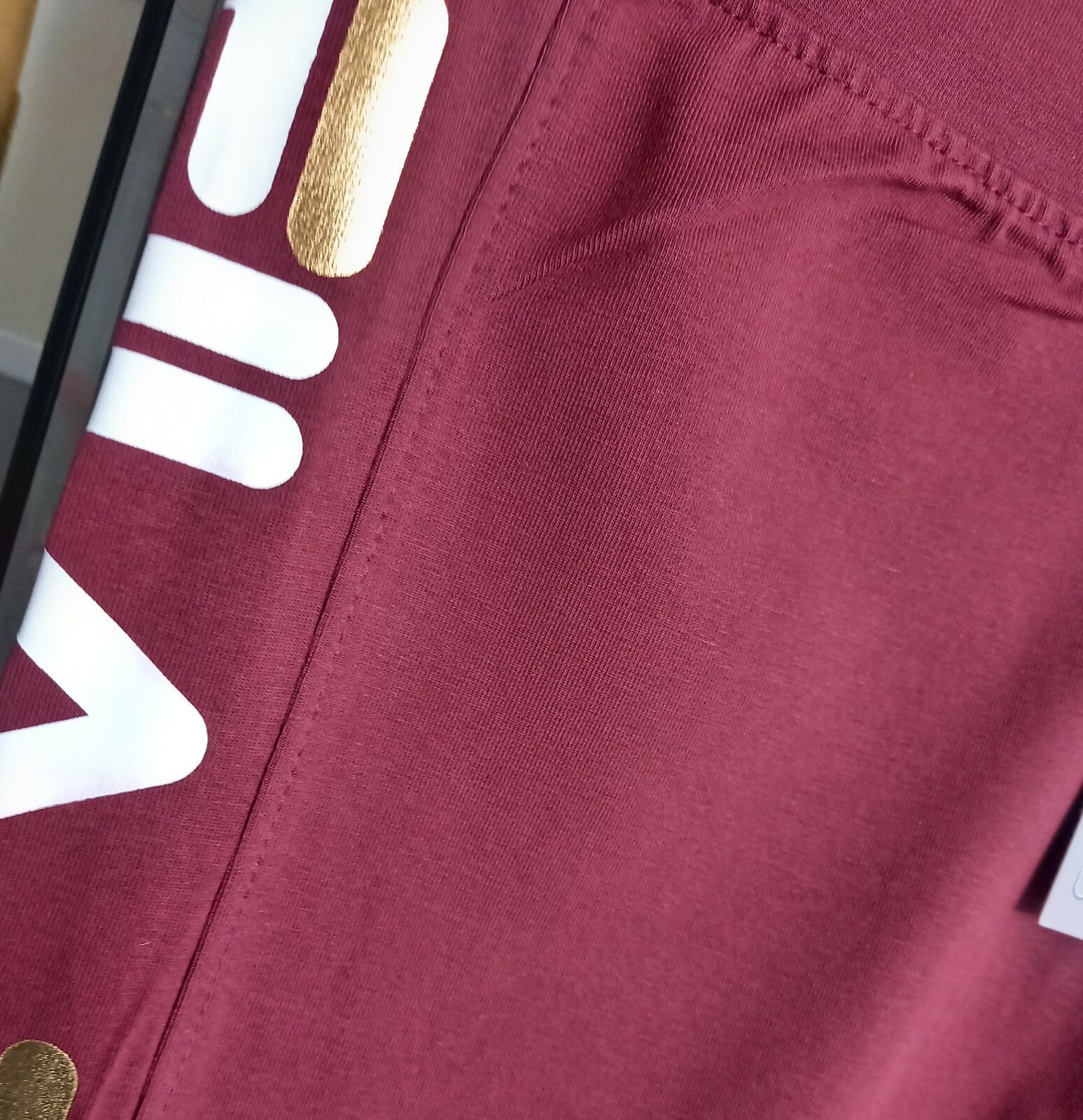 FILA Burgundy G Repeat Logo Side Panel Leggings Women's size 12