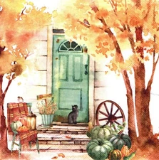 (2) Two Paper Lunch Napkins for Decoupage/Mixed Media - Thankful Autumn house